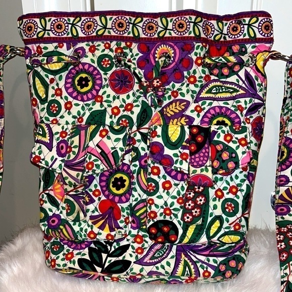 VERA bradley quickDraw viva la vera drawstring shoulder bag crossbody purse - Picture 2 of 11